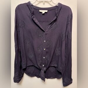 LOVESTITCH Deep Purple Embroidered Blouse